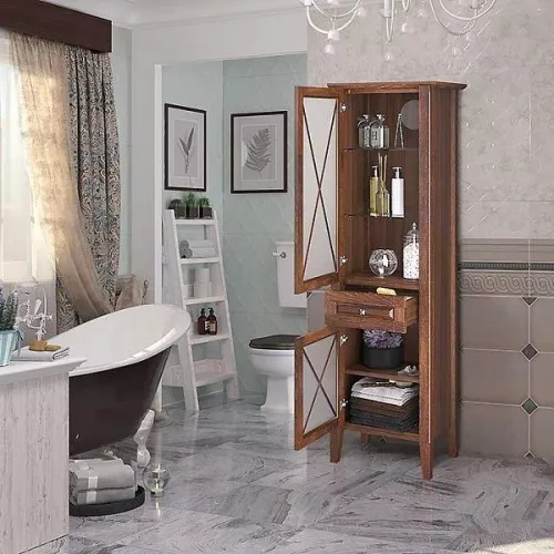 Пенал напольный OPADIRIS Палермо левый/правый,  светлый орех, Выбрать цвет: Светлый орех, Ориентация: Левая, изображение 3