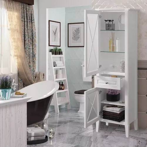 Пенал напольный OPADIRIS Палермо левый/правый  белый матовый, Выбрать цвет: Белый, Ориентация: Левая, изображение 4