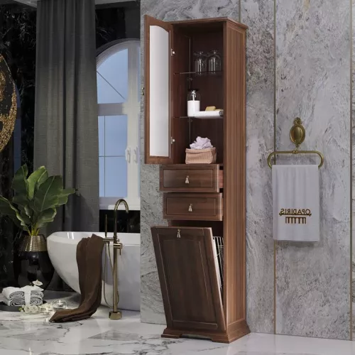 Пенал OPADIRIS Риспекто-40 левый/правый С БЕЛЬЕВОЙ КОРЗИНОЙ, орех антикварный, Выбрать цвет: Орех антикварный, Ориентация: Левая, изображение 3