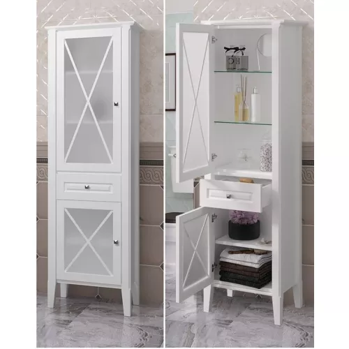 Пенал напольный OPADIRIS Палермо левый/правый  белый матовый, Выбрать цвет: Белый, Ориентация: Левая, изображение 5