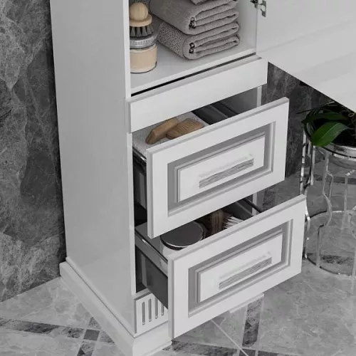 Пенал OPADIRIS Оникс правый/левый, Белый глянцевый с серебряной патиной, Выбрать цвет: Белый/серебро, Ориентация: Правая, изображение 4