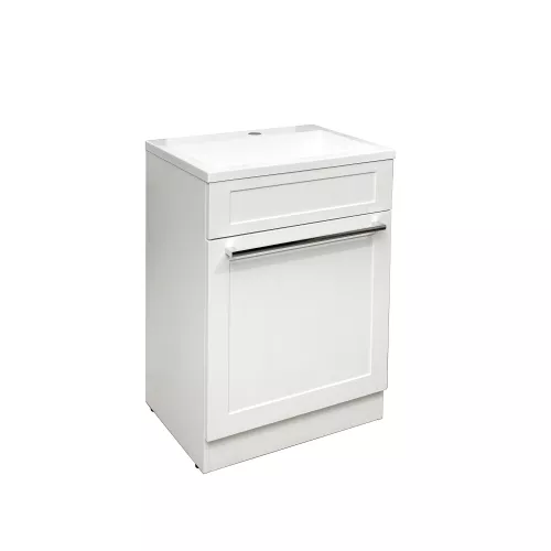 Тумба напольная ACWEN СОФИЯ 60  белая с раковиной Океан, ручки хром/черный, Внешний вид: ручка Хром, изображение 9