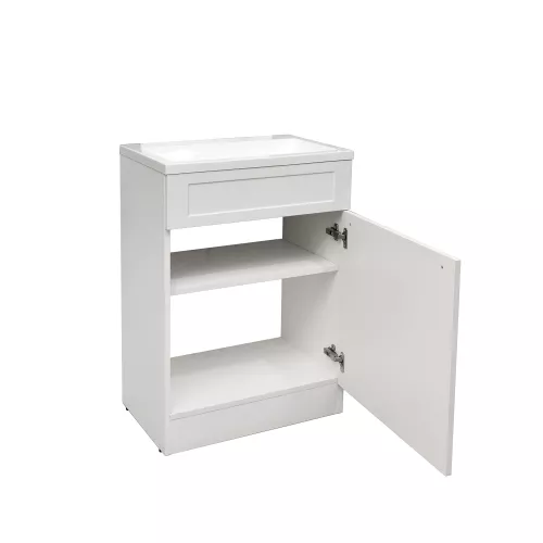 Тумба напольная ACWEN СОФИЯ 60  белая с раковиной Океан, ручки хром/черный, Внешний вид: ручка Хром, изображение 10