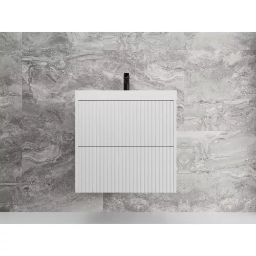 Тумба подвесная "Стокгольм ",с раковиной Classic , (2 ящ.) белый рифленый софт, PUSH, Выбрать цвет: Белый, Выбрать размер: 60, изображение 6