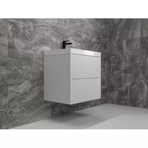 Мебель для ванной: Тумба подвесная "Стокгольм ", Classic 60, (2 ящ.) белый рифленый софт, PUSH 1 в магазине Акватория