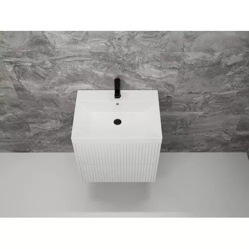 Тумба подвесная "Стокгольм ",с раковиной Classic , (2 ящ.) белый рифленый софт, PUSH, Выбрать цвет: Белый, Выбрать размер: 60, изображение 3