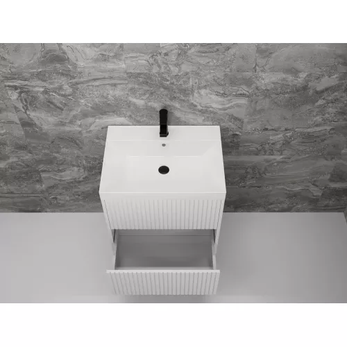 Тумба подвесная "Стокгольм ",с раковиной Classic , (2 ящ.) белый рифленый софт, PUSH, Выбрать цвет: Белый, Выбрать размер: 60, изображение 4