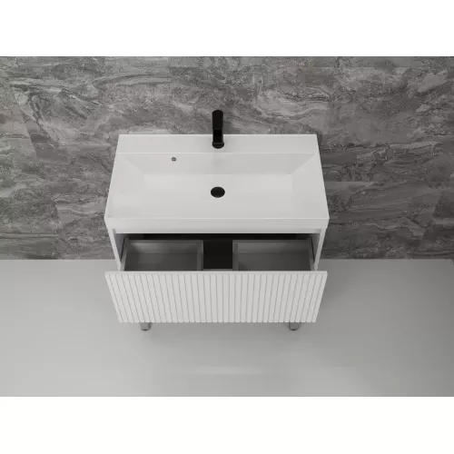 Тумба напольная "Стокгольм 80" с раковиной Classic , (2 ящ.) белый рифленый софт, PUSH, Выбрать размер: 80, изображение 4