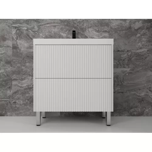 Тумба напольная "Стокгольм 80" с раковиной Classic , (2 ящ.) белый рифленый софт, PUSH, Выбрать размер: 80, изображение 2