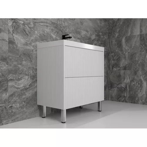 Мебель для ванной: Тумба напольная "Стокгольм 80", Classic 80, (2 ящ.) белый рифленый софт, PUSH 1 в магазине Акватория