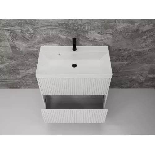 Тумба напольная "Стокгольм 80" с раковиной Classic , (2 ящ.) белый рифленый софт, PUSH, Выбрать размер: 80, изображение 5