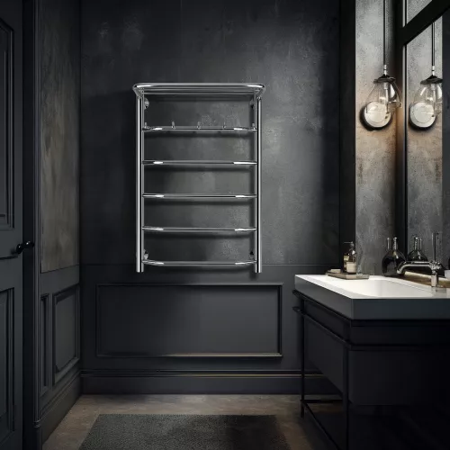 Полотенцесушитель Secado Агата 1 КСП , с крючками и  полочкой, водяной, хром, Выбрать размер: 40х60, изображение 3