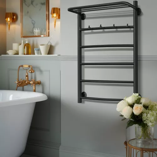 Полотенцесушитель Secado Милан 1 КСП с крючками и полочкой , водяной, хром, Выбрать размер: 40х60, изображение 4