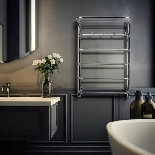 Полотенцесушитель Secado Мерида 1 КСП с крючками и полочкой, водяной, хром, Выбрать размер: 40х60, изображение 3