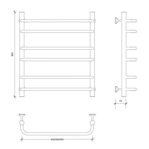 Полотенцесушитель Secado Мерида 2 водяной, хром, Выбрать размер: 40х60, изображение 2