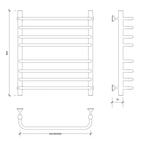 Полотенцесушитель Secado Мерида 4  водяной, хром, Выбрать размер: 40х60, изображение 2