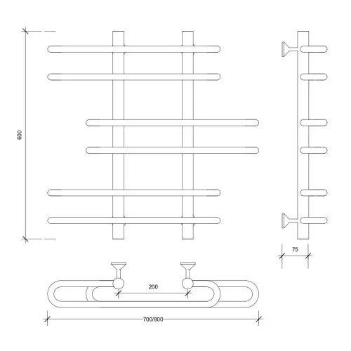 Полотенцесушитель Secado Венеция 6  водяной, хром, Выбрать размер: 70х60, изображение 2