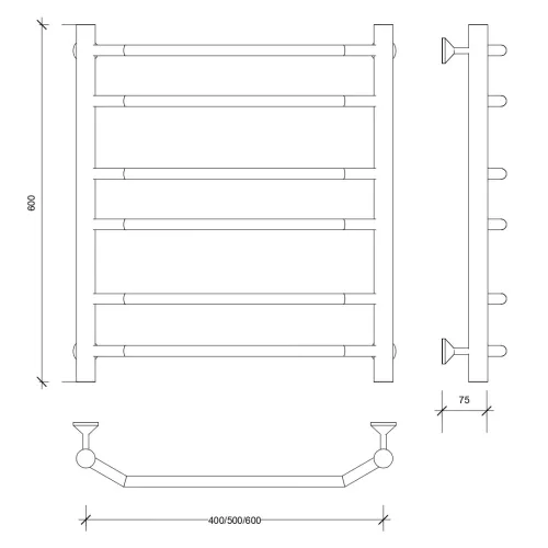 Полотенцесушитель Secado Агата 2 , водяной, хром, Выбрать размер: 40х60, изображение 2