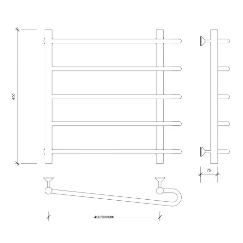 Полотенцесушитель Secado Венеция 2 водяной, хром, Выбрать размер: 50х60, изображение 3