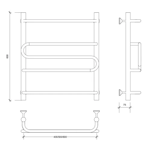 Полотенцесушитель Secado Валенсия 2  водяной, хром, Выбрать размер: 40х60, изображение 2