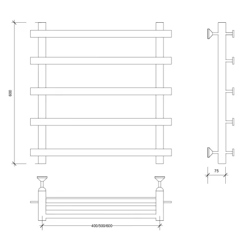 Полотенцесушитель Secado Понтида 1 водяной, хром, Выбрать размер: 50х60, изображение 2