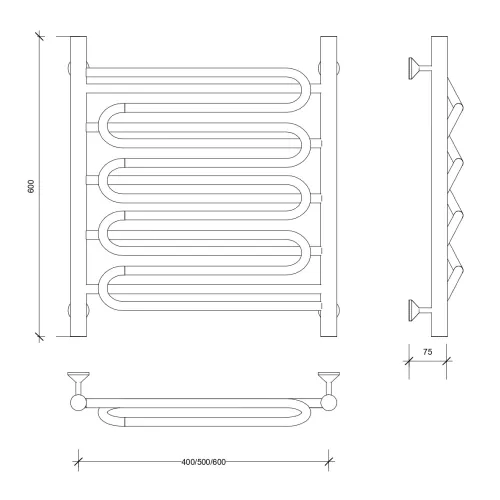 Полотенцесушитель Secado Валенсия 3  водяной, хром, Выбрать размер: 40х60, изображение 2
