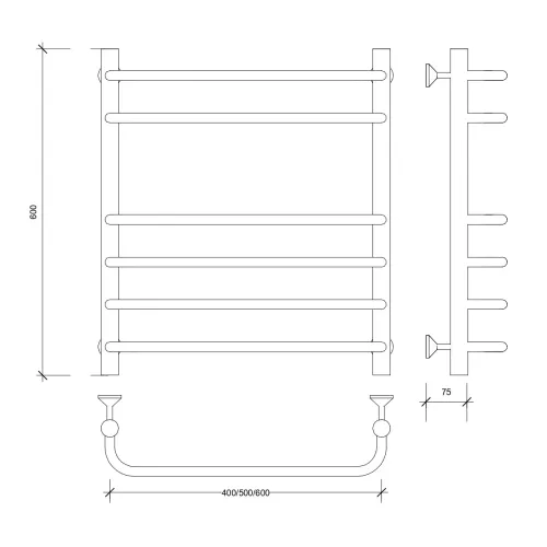 Полотенцесушитель Secado Мерида 5 водяной, хром, Выбрать размер: 40х60, изображение 2