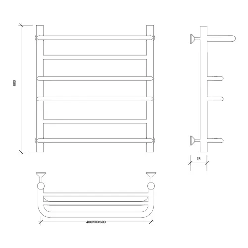 Полотенцесушитель Secado Верона 2 с полочкой водяной, хром, Выбрать размер: 40х60, изображение 2