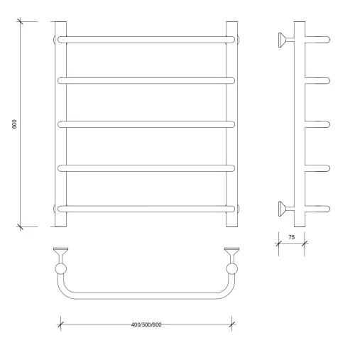 Полотенцесушитель Secado Мерида 1 водяной, хром, Выбрать размер: 40х60, изображение 4