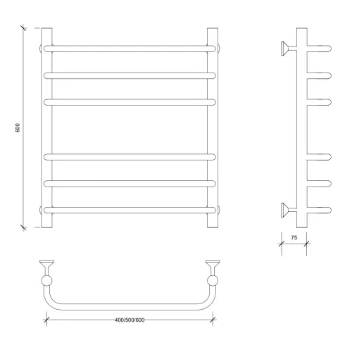 Полотенцесушитель Secado Мерида 3 водяной, хром, Выбрать размер: 40х60, изображение 2