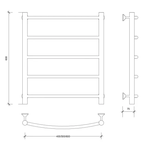 Полотенцесушитель Secado Милан 1 водяной, хром, Выбрать размер: 40х60, изображение 2