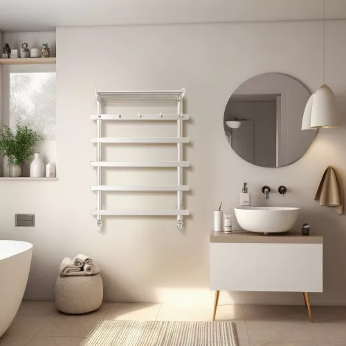 Полотенцесушитель Secado Понтида 1 КСП с крючками и полочкой , водяной, хром, Выбрать размер: 50х60, изображение 3