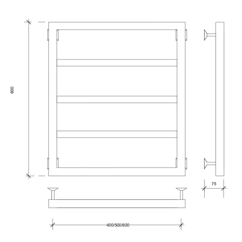 Полотенцесушитель Secado Парма 2 водяной, ЧЕРНЫЙ МАТОВЫЙ, Выбрать размер: 40х60, изображение 4