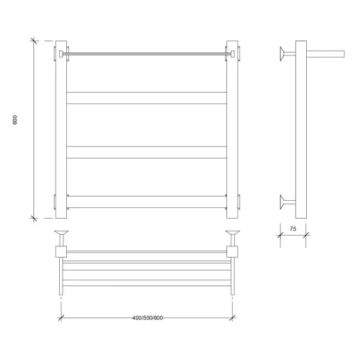 Полотенцесушитель Secado Комано 1 СП, с полочкой, водяной, хром, Выбрать цвет: Хром, Выбрать размер: 40х60, изображение 3