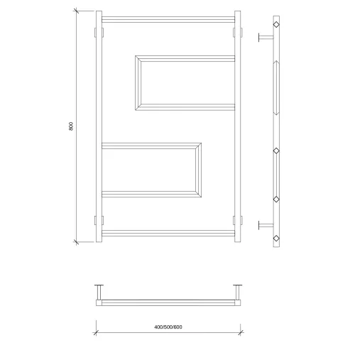 Полотенцесушитель Secado Рабби  водяной, ЧЕРНЫЙ МАТОВЫЙ, Выбрать размер: 40х80, изображение 4