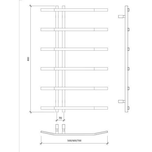 Полотенцесушитель Secado Милето  водяной, ЧЕРНЫЙ МАТОВЫЙ, Выбрать размер: 50х80, изображение 3