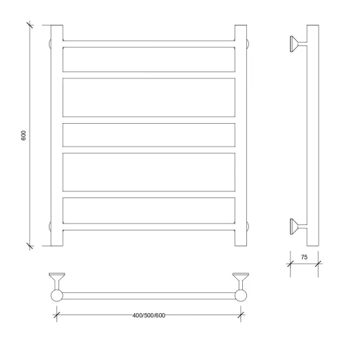 Полотенцесушитель Secado Триада 2 водяной, хром, Выбрать размер: 40х60, изображение 2