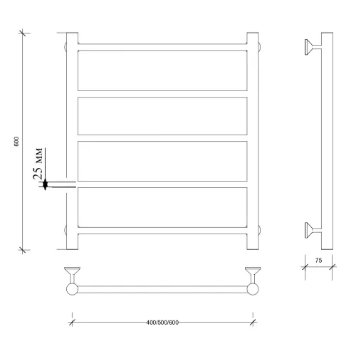 Полотенцесушитель Secado Триада 1+ ,водяной, хром, Выбрать размер: 40х60, изображение 2