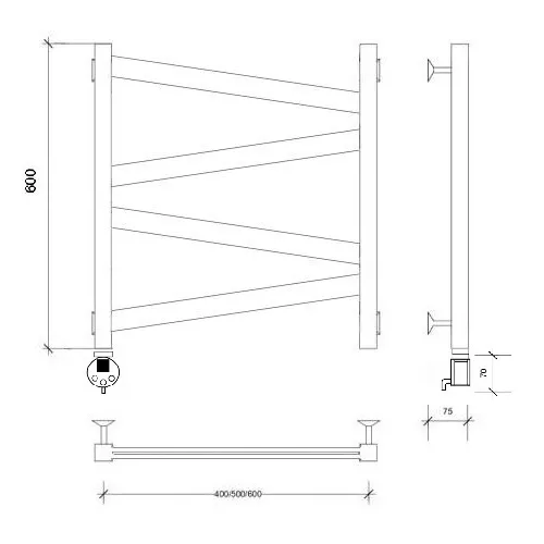 Полотенцесушитель Secado Мирано плюс ,водяной, ЧЕРНЫЙ МАТОВЫЙ, Выбрать размер: 40х60, изображение 4