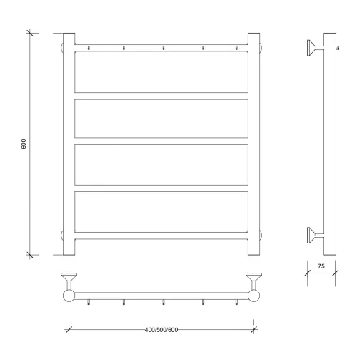Полотенцесушитель Secado Триада 1 К ,с крючками, водяной, хром, Выбрать размер: 40х60, изображение 2