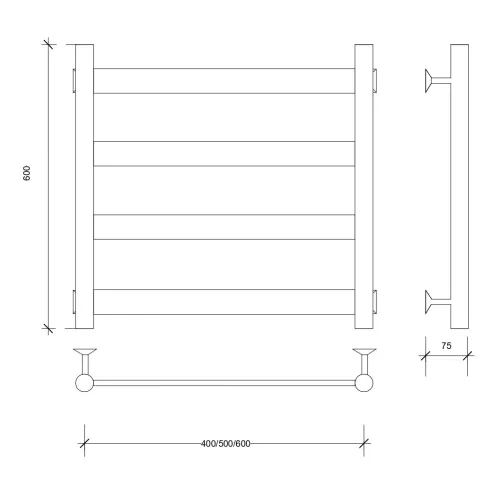 Полотенцесушитель Secado Комано 2 водяной, ЧЕРНЫЙ МАТОВЫЙ, Выбрать цвет: Черный, Выбрать размер: 40х60, изображение 2