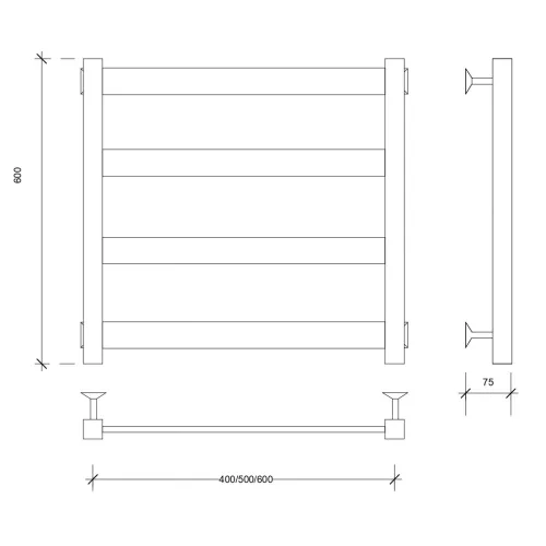 Полотенцесушитель Secado Комано 1  водяной, хром, Выбрать цвет: Хром, Выбрать размер: 40х60, изображение 3