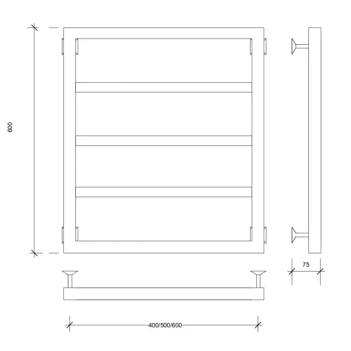 Полотенцесушитель Secado Парма  водяной, ЧЕРНЫЙ МАТОВЫЙ, Выбрать размер: 40х60, изображение 3