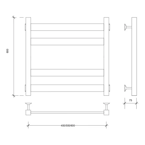 Полотенцесушитель Secado Комано 3  водяной, ЧЕРНЫЙ МАТОВЫЙ, Выбрать цвет: Черный, Выбрать размер: 40х60, изображение 3