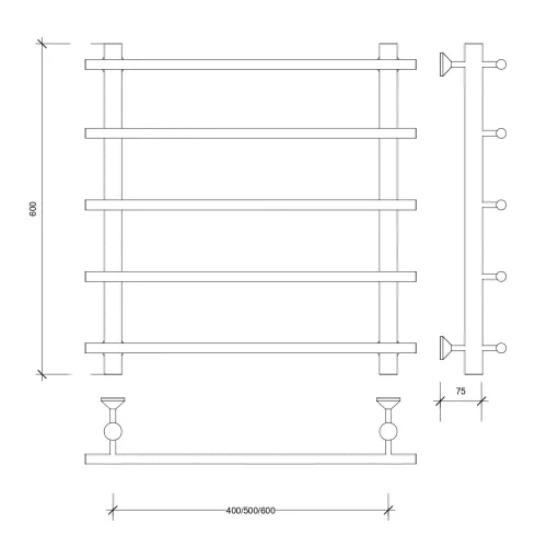 Полотенцесушитель Secado Турин 1 водяной, хром, Выбрать размер: 50х60, изображение 5