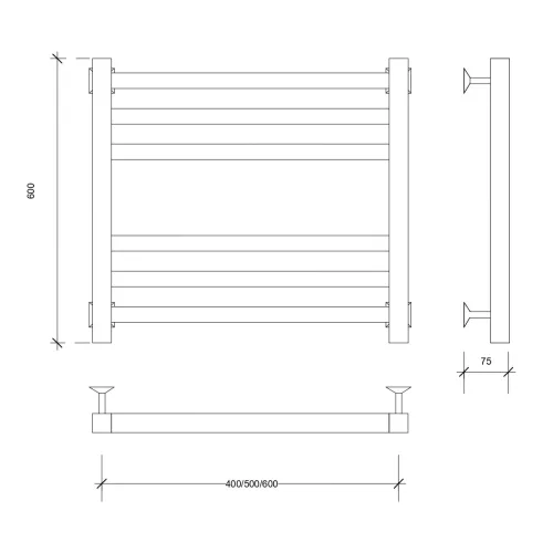 Полотенцесушитель Secado Корато 3 водяной, хром, Выбрать цвет: Хром, Выбрать размер: 40х60, изображение 3
