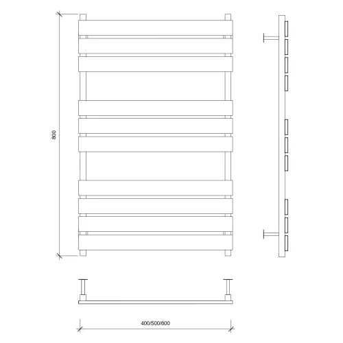 Полотенцесушитель Secado Мормано  водяной, ЧЕРНЫЙ МАТОВЫЙ, Выбрать размер: 40х80, изображение 4