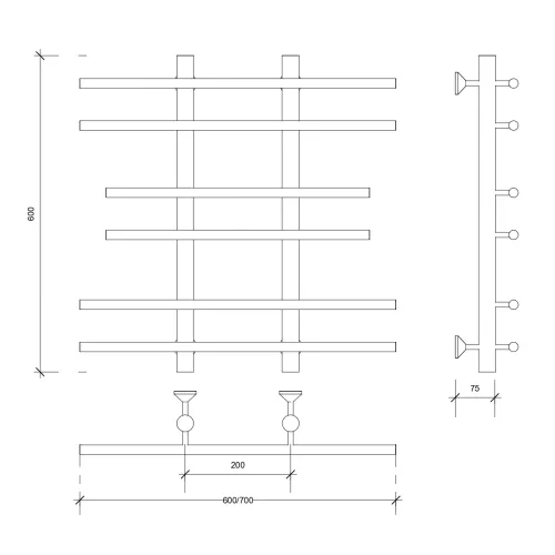 Полотенцесушитель Secado Турин 2 водяной, хром, Выбрать размер: 60х60, изображение 4