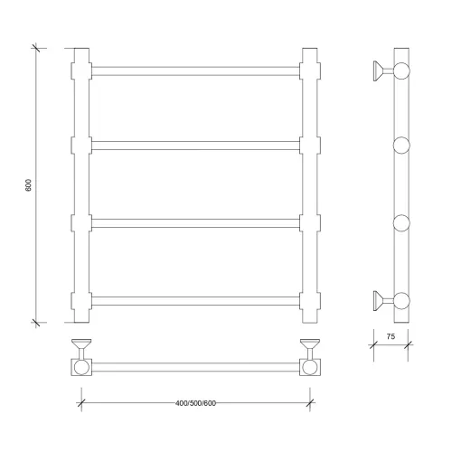 Полотенцесушитель Secado Флоренция 2 , водяной, хром, Выбрать размер: 40x60, изображение 3