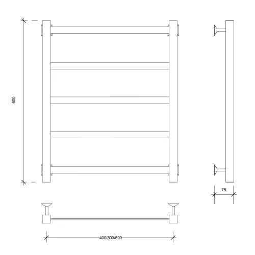 Полотенцесушитель Secado Корсико 1, водяной, ЧЕРНЫЙ МАТОВЫЙ, Выбрать цвет: Черный, Выбрать размер: 40х60, изображение 2